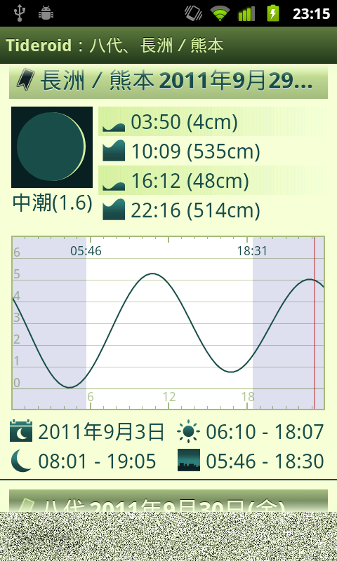 日本の潮汐情報 Android アプリ Tideroid スクリーンショット6