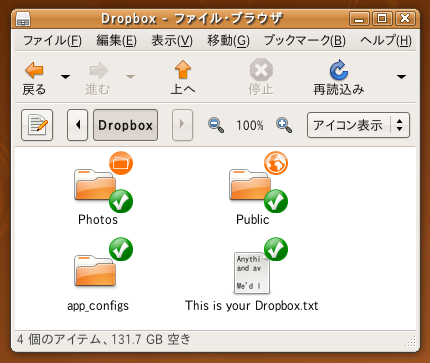 Dropbox on Ubuntu8.04 Screenshot