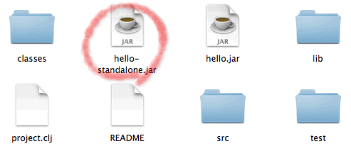 Standalone jar in Leiningen project files